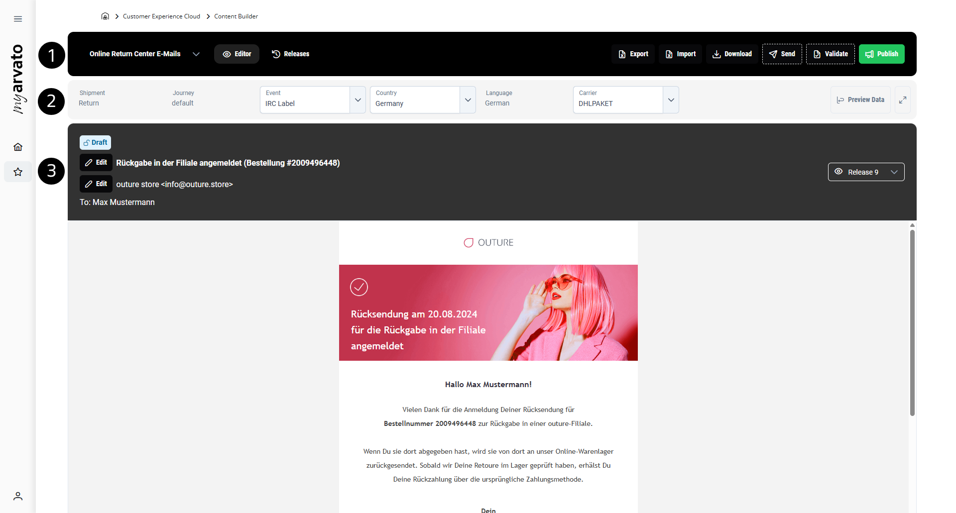 Content Builder Mainscreen